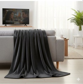 Resim Peluş Tek Kişilik Battaniye Welsoft Battaniye Tv Battaniyesi Polar Battaniye Süper Yumuşak Antrasit 