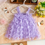 Resim ZOSEYIES Kızlar için Yazlık Kolsuz Prenses Elbisesi - Açık Mor Nakışlı Kelebek Fiyonklu Tül, Düğün Çiçek Kızları ve Özel Günler İçin Geniş Etekli, Kız Çocuklarına Özel Prenses Elbiseleri 
