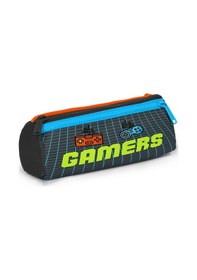 Resim Coral High Kıids Gri Turuncu Gamer Desenli Üç Bölmeli Kalem Çantası 22046 