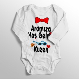 Resim İmaj Tuğbababy Aramıza Hoş Geldin Kuzen Baskılı Bebek Zıbını Beyaz 