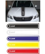 Resim mottosticker 206 Logolu Otomobil Ön Kaput Şeridi Kaput Sticker Siyah 