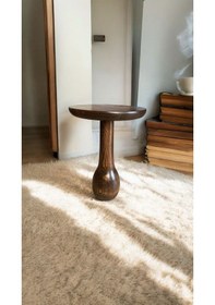 Resim Wood Wooden Ahşap Tekli Vazo Mantar Yan Sehpa Modern Ceviz Renk Fiskos Ceviz 