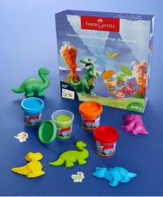 Resim Faber-castell Dino 4x56 Gr Oyun Hamuru Ve 3d Kalıp Oyun Hamuru Seti Çok Renkli 