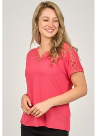 Resim Ella Camelia Kadın Dantel Detaylı Bluz 5010027 Mercan 