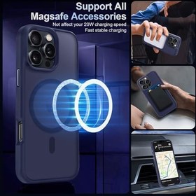 Resim URUCHI Güçlü Manyetik iPhone 13 Telefon Kılıfı, [Mag-Safe ile Uyumlu] [Askeri Düzey Düşme Koruması] [Güçlü Silikon Kenarlar] İnce Yarı Saydam Mat Koruyucu Kılıf, Lacivert 