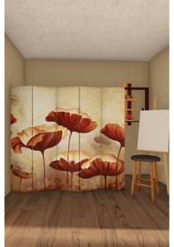 Resim Çiçekler Çift Taraf Baskılı 5 Kanat Paravan 000074 