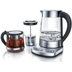 Resim Sıcaklık Ayarlı Cam Su Isıtıcısı Ve Çaydanlık Aparatı - 1,7 Lıtre,2400w,paslanmaz Çelik 