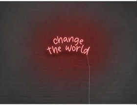 Resim dekoraven Change The World Neon Tabela Kırmızı, changetheworldraven 