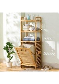Resim 3 Organizer Raflı Ahşap Bambu Çek-aç Kirli Sepeti Diğer 