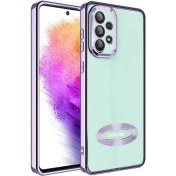 Resim M.TK Moveteck Samsung Galaxy A13 Kılıf Kamera Lens Korumalı Yazı ve Logo Gösterir Parlak Halkalı Şeffaf 