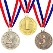 Resim 3 Adet Madalya Seti, 1., 2. ve 3. Derece Ödülleri, Çinko Alaşımı, Metal Kazanan Madalyaları Boyun Kurdeleleri ile, 5.08 cm, Altın/Gümüş/Bronz Renkler, Tüm Durumlar İçin Evrensel 
