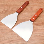 Resim Ahşap Saplı Spatula - Çevirme İçin Paslanmaz Çelik Mutfak Aracı, Noel, Şükran Günü, Sevgililer Günü ve Bağımsızlık Günü İçin Mükemmel 