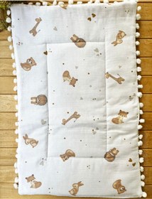 Resim Berço Tavşan Desenli Çift Katlı Müslin ve Waffle Kumaş Alt Açma , Yastık ve Battaniye 3'lü Set 