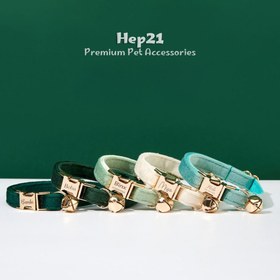 Resim Cat Collar Velvet Named Bell Cat Collar 649724 - Light Green Collar / S/M 