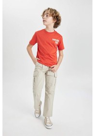 Resim DeFacto Erkek Çocuk Kargo Cepli Düz Paça Gabardin Pantolon B5924A824SPBG732 