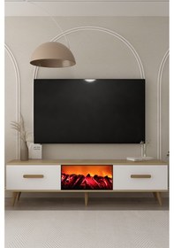 Resim Tv0050-txa150dd-1 Şömineli Tv Sehpası Safirmeşe-beyaz-safir 
