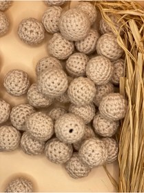 Resim Fiolimore 20 mm Pudra Pembe Örme Boncuk (5 Adet) Örgü Tasarım Emzik Zinciri Malzeme 