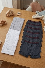 Resim Pi Giyim 12’li Erkek Çocuk Atlet ve Boxer Takımı - 6 Gri-Beyaz Atlet, 6 Füme Boxer , Rahat ve Dayanıklı Model 