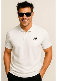 Resim New Balance Beyaz Classic Basic Logo Polo Yaka Pike Tişört Mnt3415-wt Beyaz 