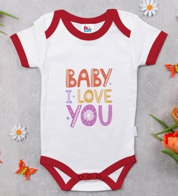 Resim Bitmeyen Kartuş Bk Kids Baby I Love You Tasarımlı Kırmızı Bebek Body Zıbın-1 