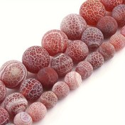 Resim Doğal Buzlu Kırmızı Akik Çatlak Ejder Taşı Boncukları 91/61/46/36adet Gevşek Ara Boncukları Takı Yapımı DIY Muhteşem Benzersiz Bilezik Kolye Kadın Hediyeleri Boncuklu El Sanatları Malzemeleri 4-10Mm 