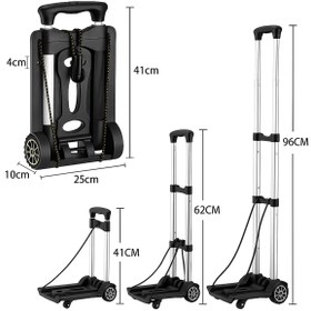 Resim Rafiste Dört Tekerlekli Katlanır Yük Paket Taşıma Arabası 25 Kg Taşıma Kapasitesi 