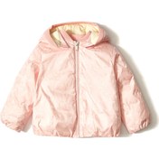 Resim Pembe Kapüşonlu Unisex Bebek Mont 