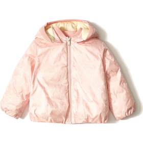 Resim Pembe Kapüşonlu Unisex Bebek Mont 