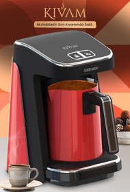 Resim GoldMaster Prokıvam Kırmızı Geniş Hazne Çelik Cezveli Akıllı Yerleştirmeli Türk Kahve Makinesi 