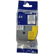 Resim PLUSCOPY Muadil Etiket Brother *Tze-S261* 36mmX8m Beyaz Etikete Siyah (Laminasyon Şerit) 