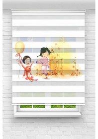 Resim Perdecizade Enxboy Balonlu Çocuklar Dijital Baskılı Zebra Perde-cocuk Odası-stor Perde Pz-2552 Renkli 