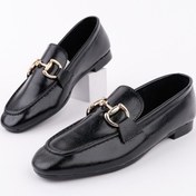 Resim Muggo Stride Metal Tokalı Kadın Günlük Loafer Ayakkabı Siyah 