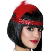 Resim Kırmızı Renk Çarliston Saç Bandı 