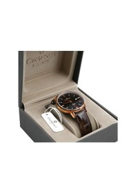 Resim Cortebert Kristal Cam Kahve Kadran Erkek Kol Saati Rose Gold 