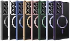 Resim PSR aksesuar Rose Gold Magsafe Wireless Şarj Özellikli Zore Setro Silikon-Rose Gold Galaxy S22 Ultra ile uyumlu 