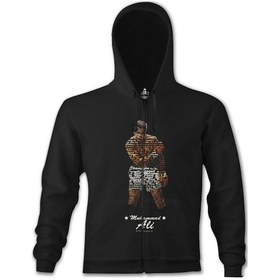 Resim Muhammad Ali - Hard Punch Siyah Erkek Kapşonlu 