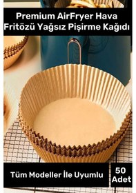 Resim Premium Bpa İçermez Tüm Modeller İle Uyumlu Airfryer Hava Fritözü Yağsız Pişirme Kağıdı 50 Adet 