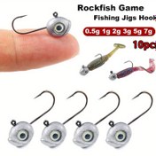 Resim 10 adet Grouper Crank Jig Head saç tokası Lider 0.5g 1g 2g 3g 4g 5g Fly Balıkçılığı saç tokası Rockfish Oyun Jigs saç tokası Lure Yumuşak Solucan Yem saç tokası Aracı-3D fisheye balıkçılık takımı yemi için balık için 