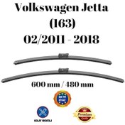 Resim Vw Jetta 163 2011 2012 2013 2014 2015 2016 2017 2018 Uyumlu Ön Cam Muz Tipi Silecek Süpürgesi Seti 600/480mm Silbak 