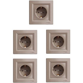 Resim Asfora Plus Serisi Bronz Topraklı Priz 5'li Paket Çerçeve Dahil 