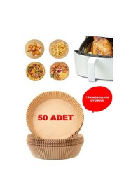 Resim Air Fryer Pişirme Kağıdı 50 Adet Hava Fritözü Yuvarlak Model Pişi 