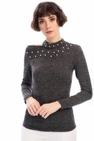 Resim Cotton Mood 8490936 Yumoş Tek Omuzu Açık Incili Bluz Sıyah 