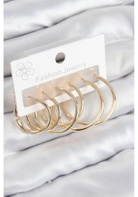 Resim Pirinç Halka Model Gold Renk Kadın Set Küpe - Tj-bkp11045 Çok Renkli 