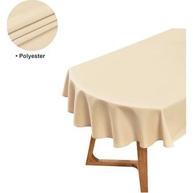 Resim Valerium Kadife Dokulu Oval Masa Örtüsü 230 X 300 Bej 