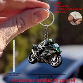 Resim [2D Flat] [2D Flat] Çok Yönlü Akrilik Motosiklet Anahtarlık - Araba Arka Görüş Aynası, Sırt Çantası ve Ev Dekoru için Zarif 2D Düz Tasarım - Anneler Günü, Paskalya, Ramazan için İdeal - Motosiklet Tutkunları İçin Mükemmel Hediye, Erkekler ve Kadınlar İçin Uygun. 