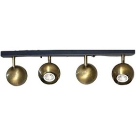 Resim Rsylight Metal Modern 4 Lü Eskitme Kaplama Masa Üstü Siyah Led Spot 180 Derece Hareketli Avize Günışığı Ampullü Eskitme 