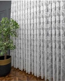 Resim Altuntaş Tasarım Ütü Istemez Çerçeve Damaks Desen Petek Üstü Salon Mutfak Balkon Perdesi 1x3 Sık Pileli Tül Perde kırık beyaz 150 x 175 
