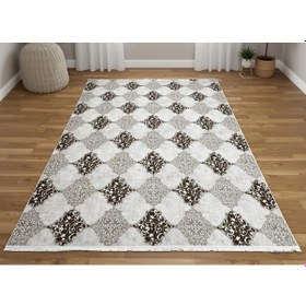 Resim Bademli Halı Lüx Kaymaz Taban Dekoratif Halı 9013 Vizon Çok Renkli 