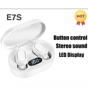 Resim E7s Beyaz E7s Kablosuz Bluetooth Kulaklık İçin Mic Led Ekran Kulakiçi İphone Xiaomi Tws Kulaklık Bluetooth Kulaklık Kulaklıkları 