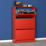 Resim Adore Flat Duo 3 Katlı Geniş Ayakkabılık Dolabı - Kırmızı 